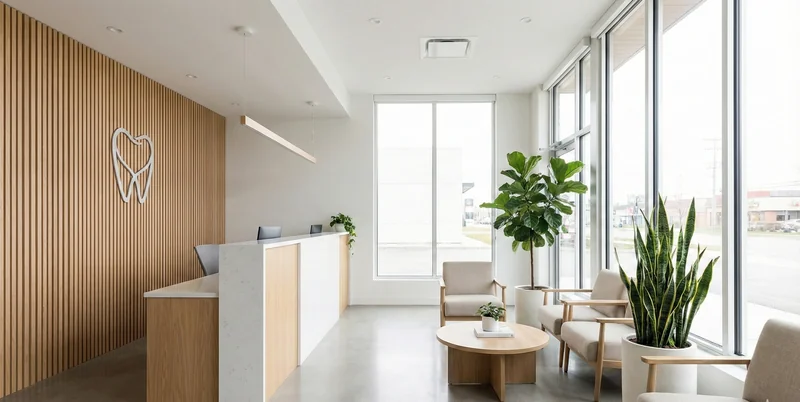 Recepción de clínica moderna con tecnología de inteligencia artificial